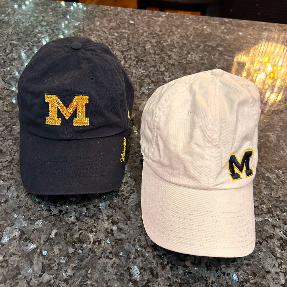 Two University of Michigan Ladies Baseball Hats
